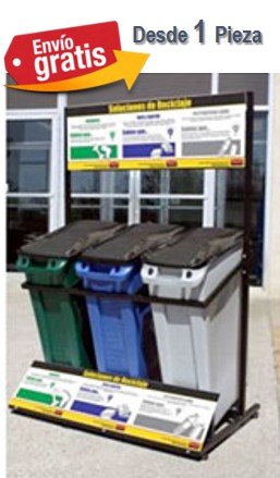 Isla de separacion de basura reciclaje Rubbermaid Slim Jim