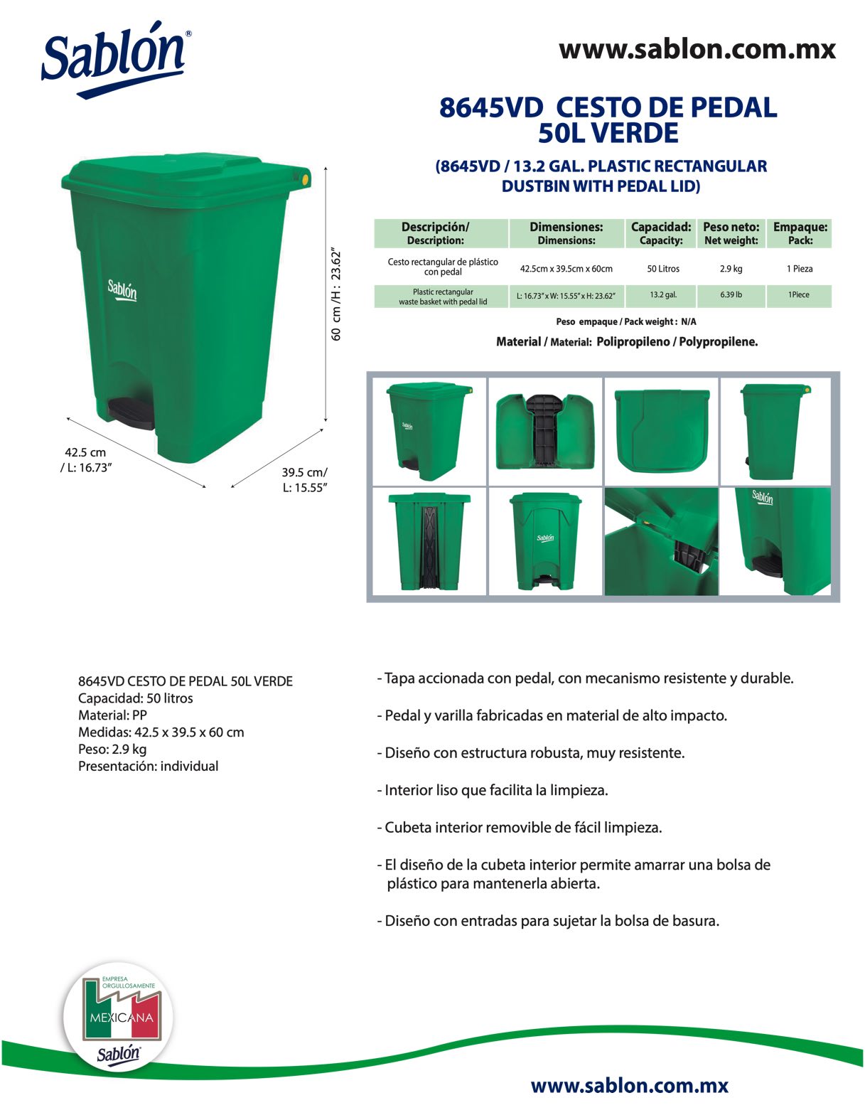 Bote de basura para exteriores, resistente, con ruedas, cubo de basura  grande para exteriores, 100 litros, contenedor de basura gris (color : azul)